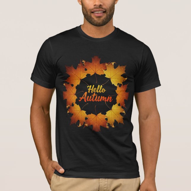 Hej höst lönnlövskrans t shirt (Framsida)