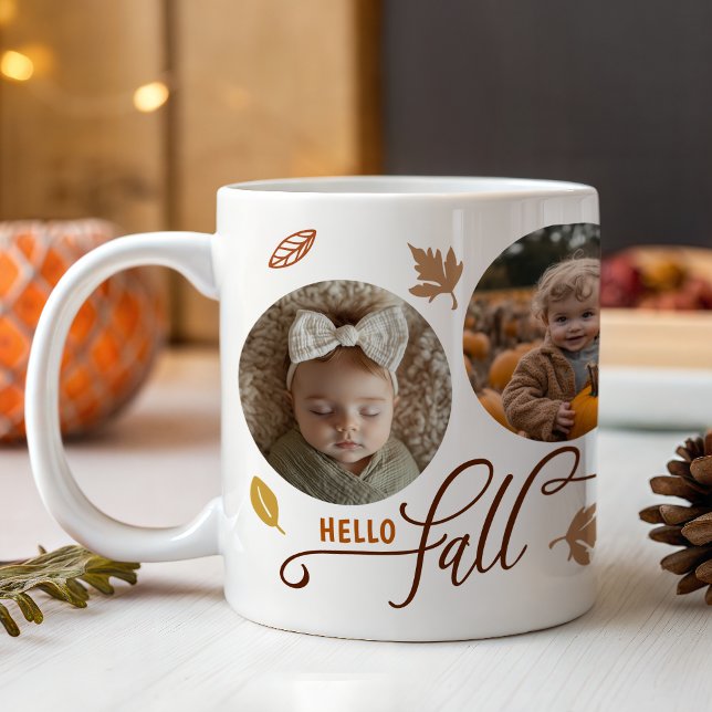 Hej Höst löv 5 Fotokollage Jumbo Mugg (Skapare uppladdad)
