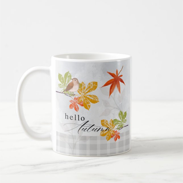 Hej höst med fåglar och Höst löv Kaffemugg (Vänster)