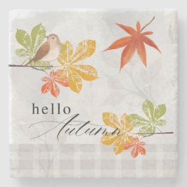 Hej höst med fåglar och Höst löv Stenunderlägg