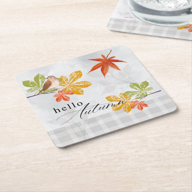 Hej höst med fåglar och Höst löv Underlägg Papper Kvadrat (Vinklad)