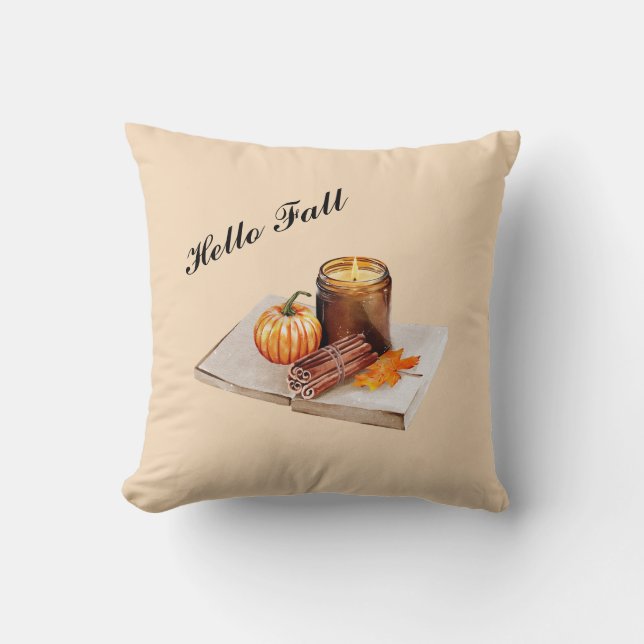 Hej Höst Mysig Ljus Ställ Pumpkin Höst Kudde (Framsida)