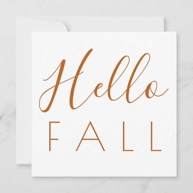 Hej Höst Orange Minimalist Typografi Höst  Anteckningskort (Framsida)
