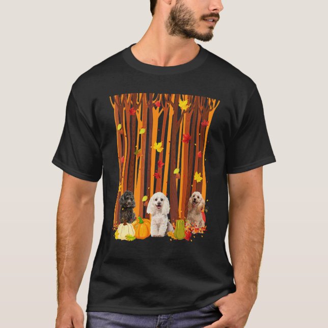 Hej höst pudel lönnlöv höst pumpa herrar W T Shirt (Framsida)