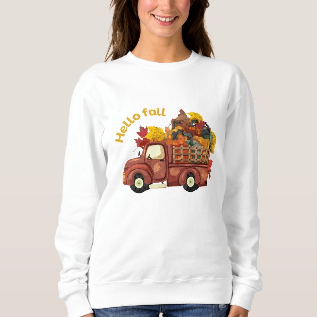 Hej Höst Röd Lastbil Höst Skörd T Shirt (Framsida)