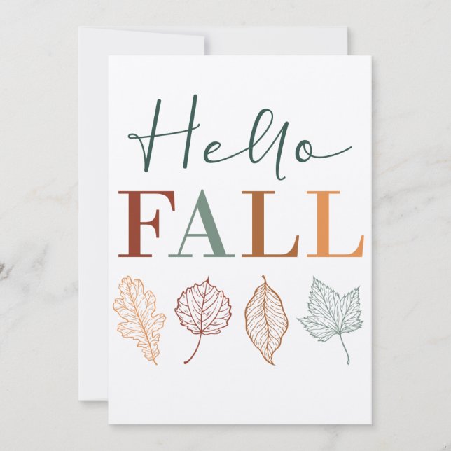 "Hej höst" rustik modern färgglad blad Julkort (Framsida)
