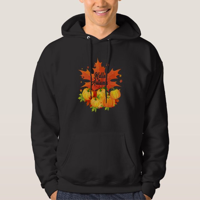 Hej Höst Säsong Tacksägelse Och Höstfärg Pu Hoodie (Framsida)