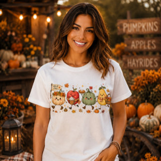 Hej Höst Söt Pumpa Äpple Päron Höstskörd T Shirt