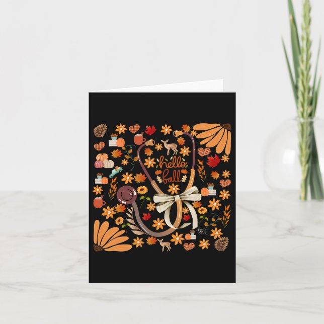 Hej höst Stetoskop Sjuksköterska Boho Blommig Häls Kort (Framsida)