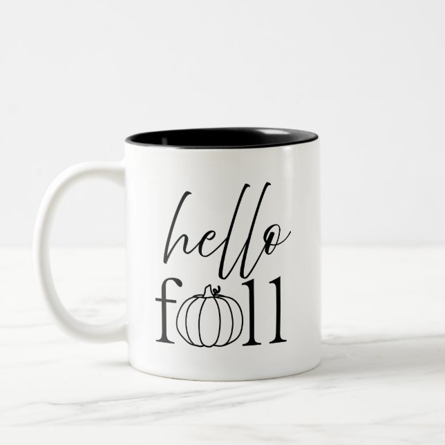 hej höst Svart och Vit Kaffe Mugg (Vänster)