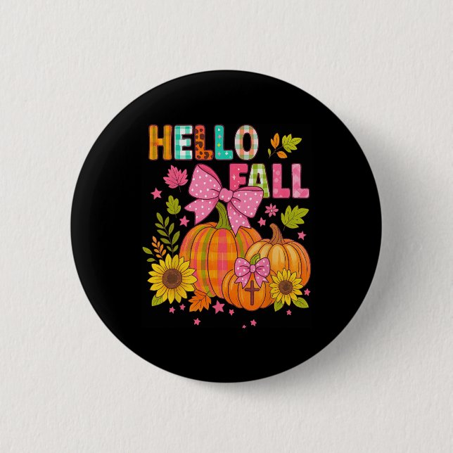 Hej höst tacksgiving coquette boho blomster höst  knapp (Framsida)