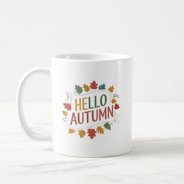 Hej Hösten! - Färgfläckig Höst löv Kaffemugg (Vänster)