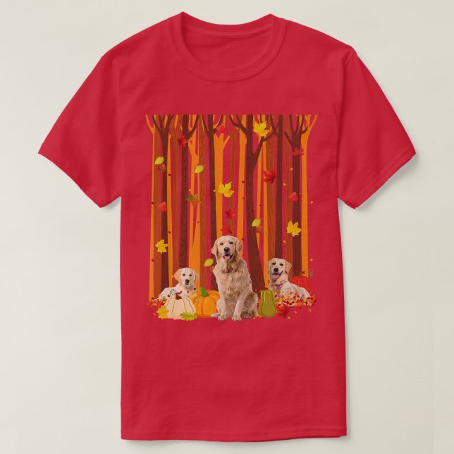 Hej Hösten Golden Retriever Maple Löv Fall Pump T Shirt (Design framsida)