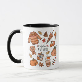 Hej Hösten Mugg, Fall Vibes Mugg, Retro Doodle Mugg