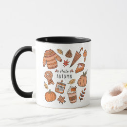 Hej Hösten Mugg, Fall Vibes Mugg, Retro Doodle Mugg