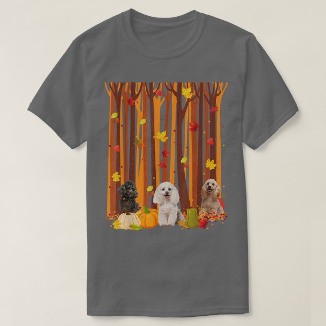 Hej Hösten Pudel Maple Löv Fall Pumpkin Manar W T Shirt (Design framsida)