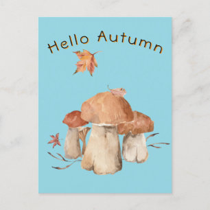 Hej Hösten Torry Löv Mushroom Watercolor Vykort