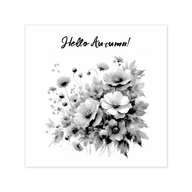 Hej Hösten Vild Ro Guld Glitter Flowers Självfärgande Stämpel (Design)