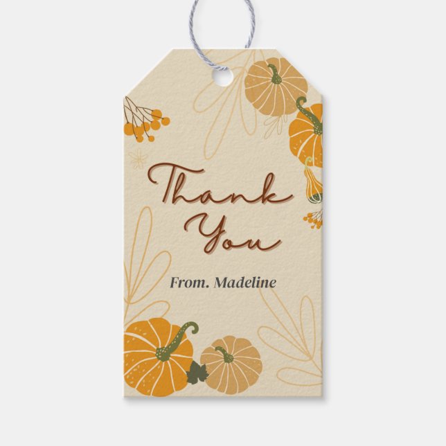 Hej höstfall tack för anpassningsbarnas märkre presentetikett (Framsidan)