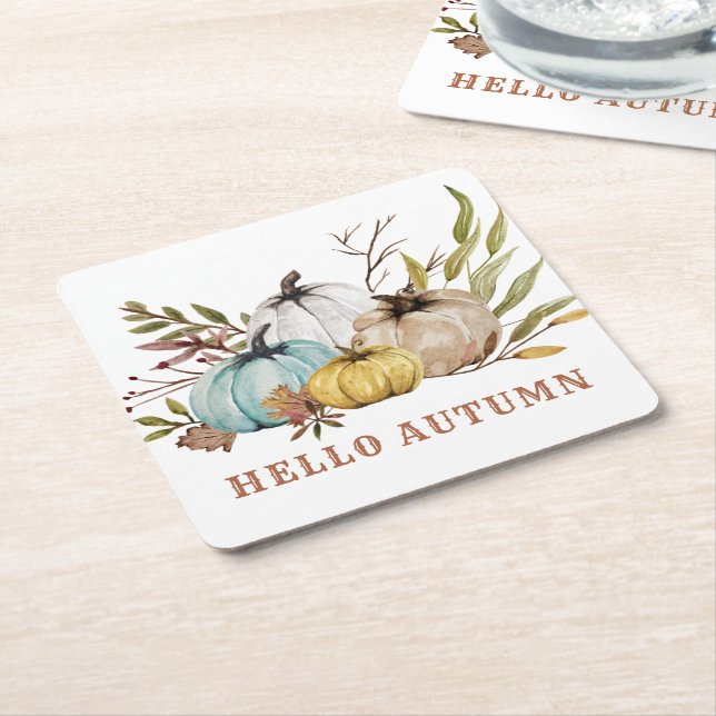 Hej höstfärgspumpor underlägg papper kvadrat (Vinklad)