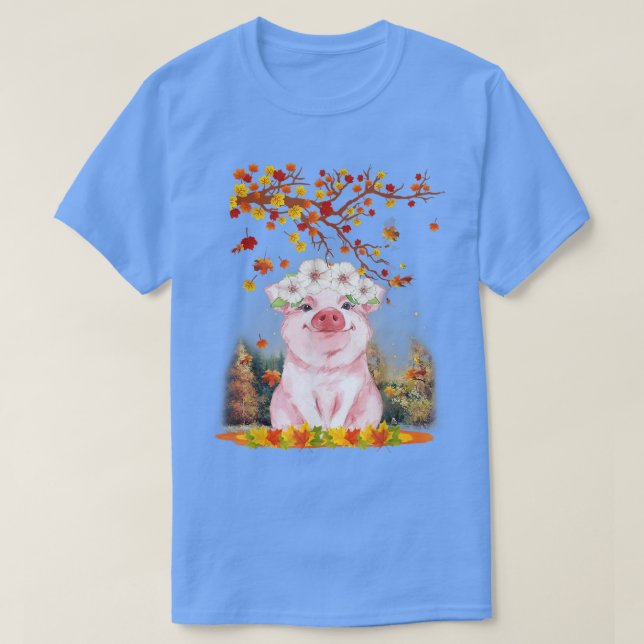 Hej Höstmaple Gris Löv Fall Cute Grisar Älskare T Shirt (Design framsida)