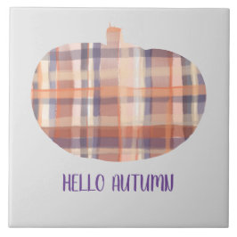 Hej höstpumpa tartan vattenfärgad grått orange kakelplatta