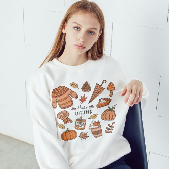Hej Höstskirt, Fall Vibes, Retro Doodle T Shirt (Skapare uppladdad)