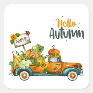 Hej - höststickers, höststickers fyrkantigt klistermärke