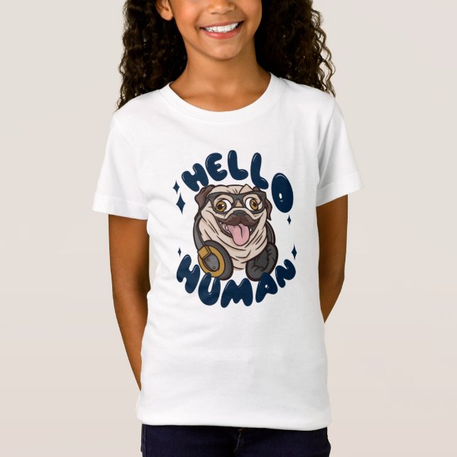Hej Human Cute hund T Shirt (Framsida)