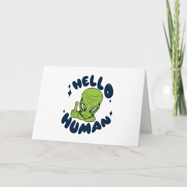 Hej, humant, Alien Kort (Framsida)
