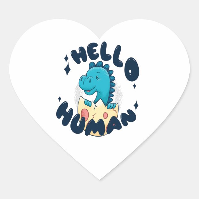 Hej, humant, Dinosaur Hjärtformat Klistermärke (Framsida)