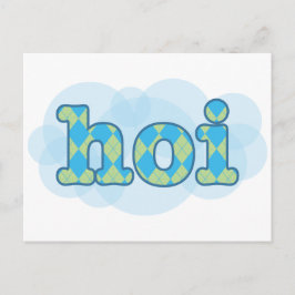 Hej i dutch hoi med argyle mönster vykort