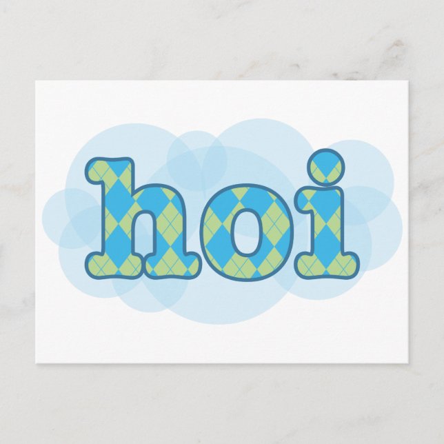 Hej i dutch hoi med argyle mönster vykort (Framsida)