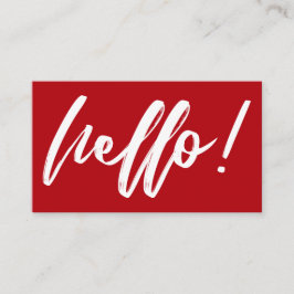 Hej i Handskrift Script Minimal Vit på Röd Visitkort
