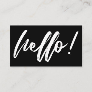 Hej i Handskrift Script Minimal Vit på Svart Visitkort