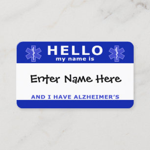 HEJ i har alzheimer-identifiering Visitkort