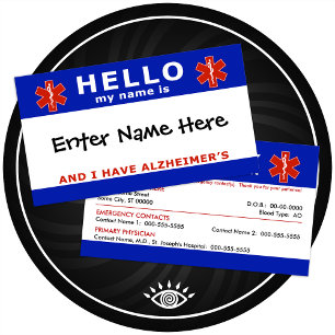 HEJ i har information om akutet för alzheimer Visitkort