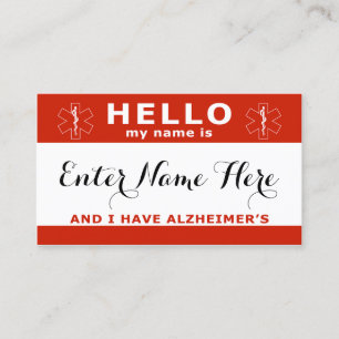 HEJ i har kontaktkort för alzheimer-akut