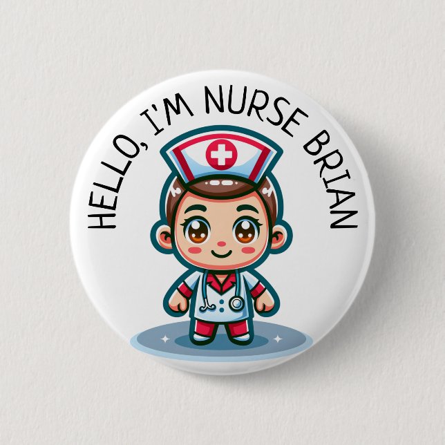 Hej Im Nurse (Lägg till Namn) Personlig, knapp (Framsida)