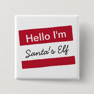 Hej Im Santas Elf (Anpassadet namn bricka) Knapp