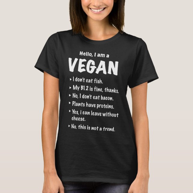 Hej Im Vegan Funny Vegetarian Gift T Shirt (Framsida)