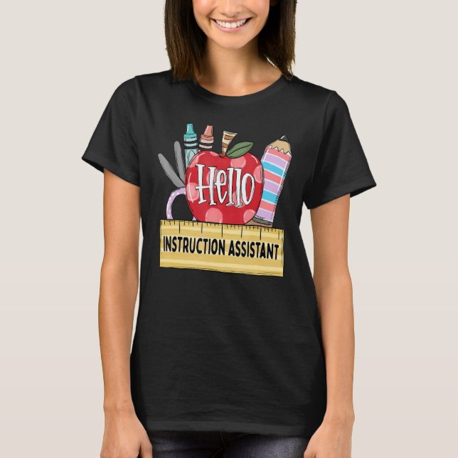 Hej Instruction Assistan Apple Teacher T Shirt (Framsida)