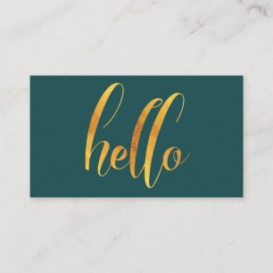 Hej Introduction Guld Push Script Emerald Grönt Visitkort