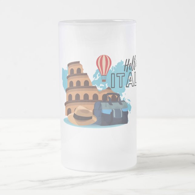 Hej Italien Frosted Glass Beer Mugg (Center)
