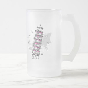 Hej Italien Frosted Glass Beer Mugg