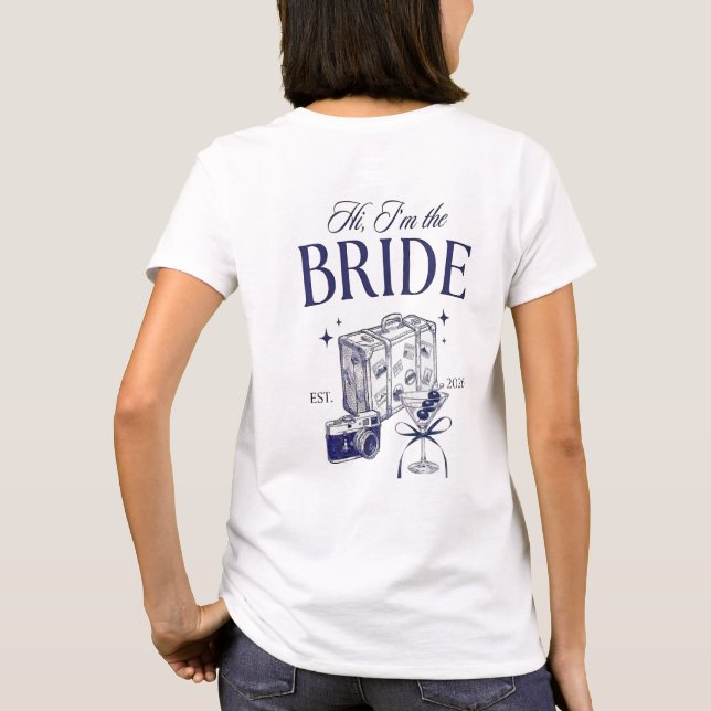 Hej jag är bruden Retro resväskor Destination Bröl T Shirt (Baksida)