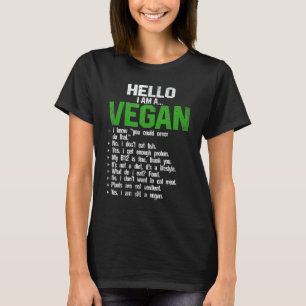 Hej Jag är en Vegan Vegetarian Veggie Animals Höge T Shirt