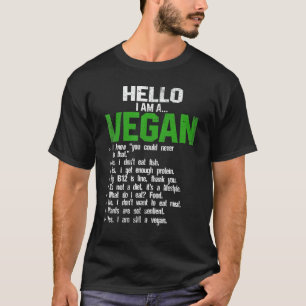 Hej Jag är en Vegan Vegetarian Veggie Animals Höge T Shirt