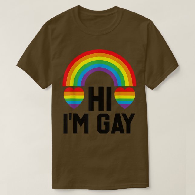 Hej, jag är Gay pride Month Pride Day Pride Flagga T Shirt (Design framsida)