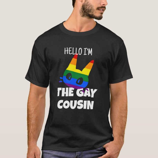 Hej jag är gaykusin t shirt (Framsida)